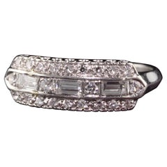 Antique Art Deco Platinum Baguette and Single Cut Wedding Band