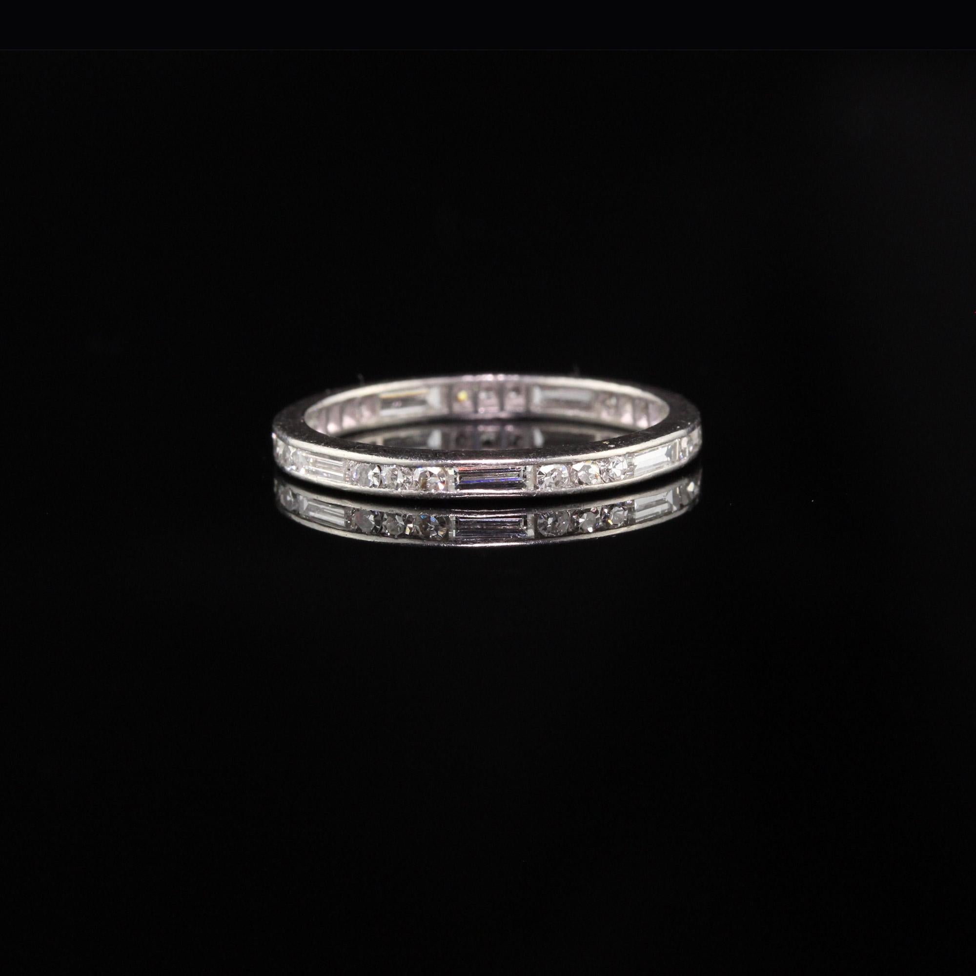 Antique Art Deco Platinum Baguette Cut Diamond Eternity Band In Good Condition In Great Neck, NY