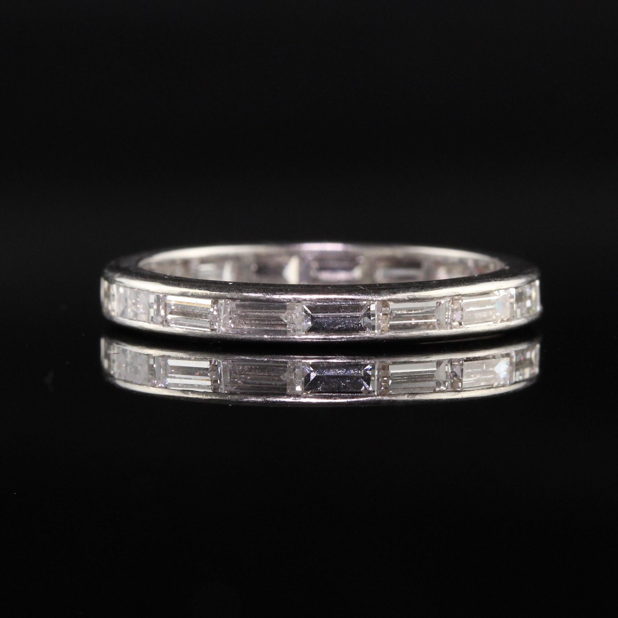 Antique Art Deco Platinum Baguette Diamond Eternity Band In Good Condition For Sale In Great Neck, NY