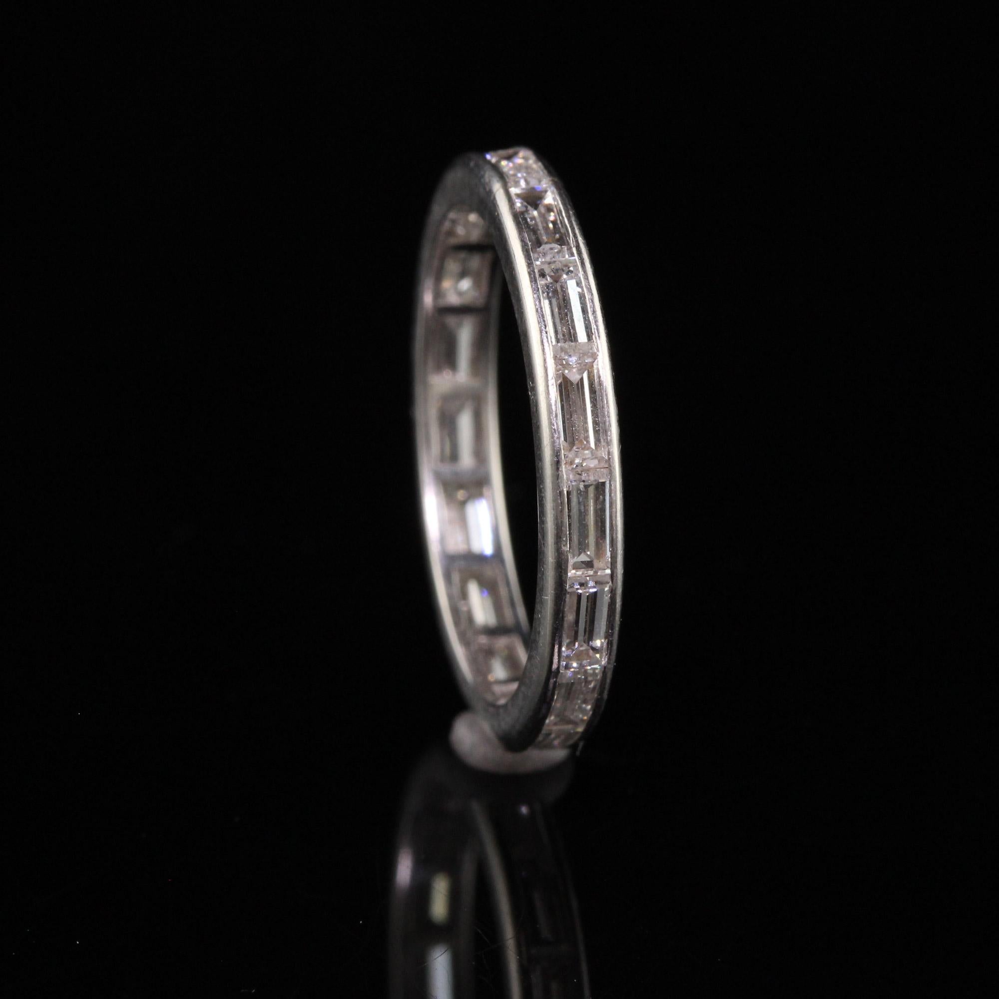 Women's Antique Art Deco Platinum Baguette Diamond Eternity Band For Sale