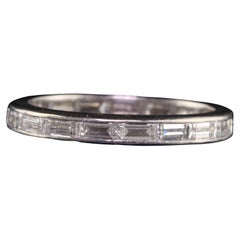 Antiker antiker Art Deco Platin Baguette Diamant Ewigkeitsring