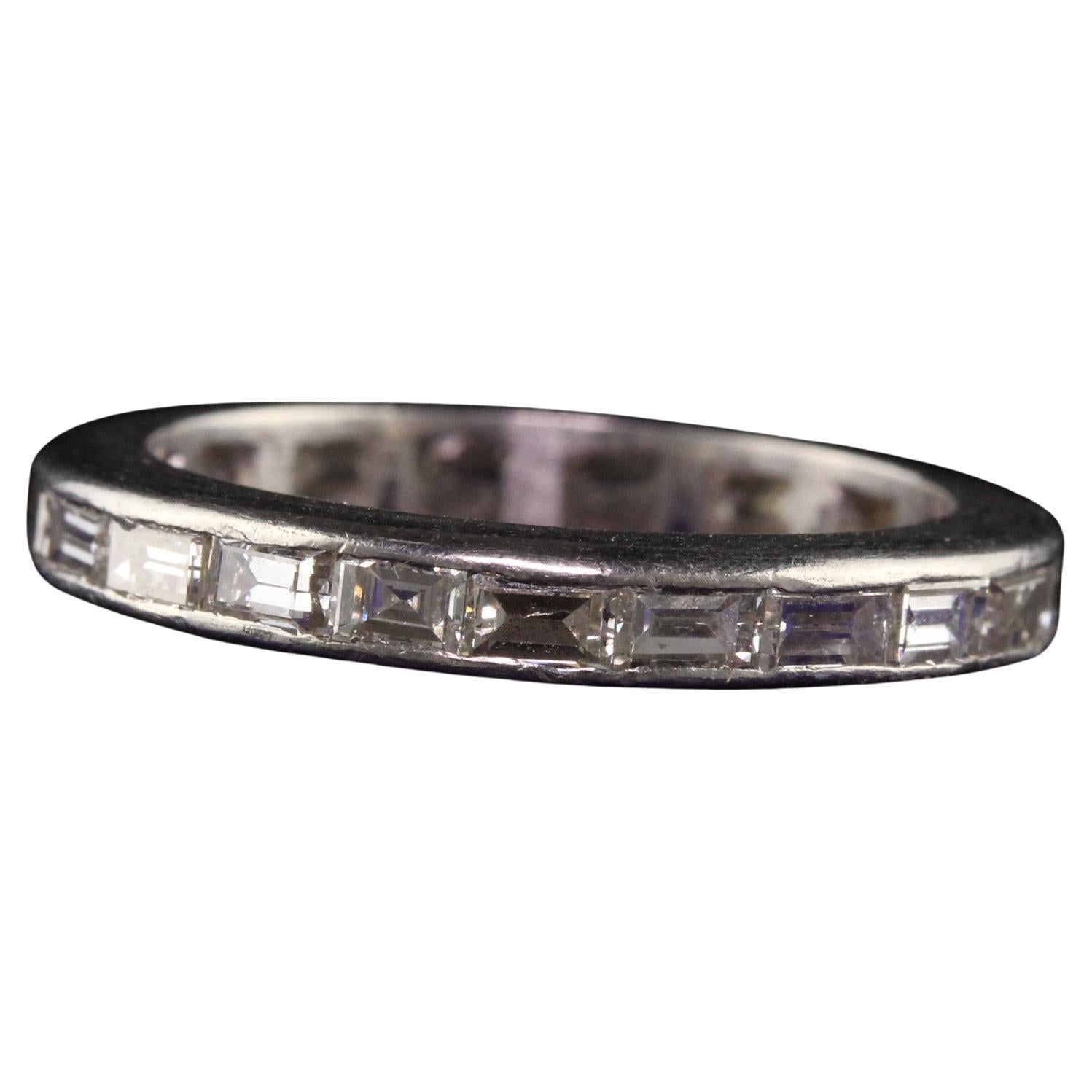 Antique Art Deco Platinum Baguette Diamond Eternity Band For Sale