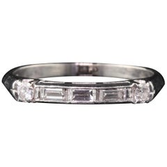 Antique Art Deco Platinum Baguette Diamond Half Eternity Band Antique Art Deco Platinum Baguette Diamond Half Eternity Band
