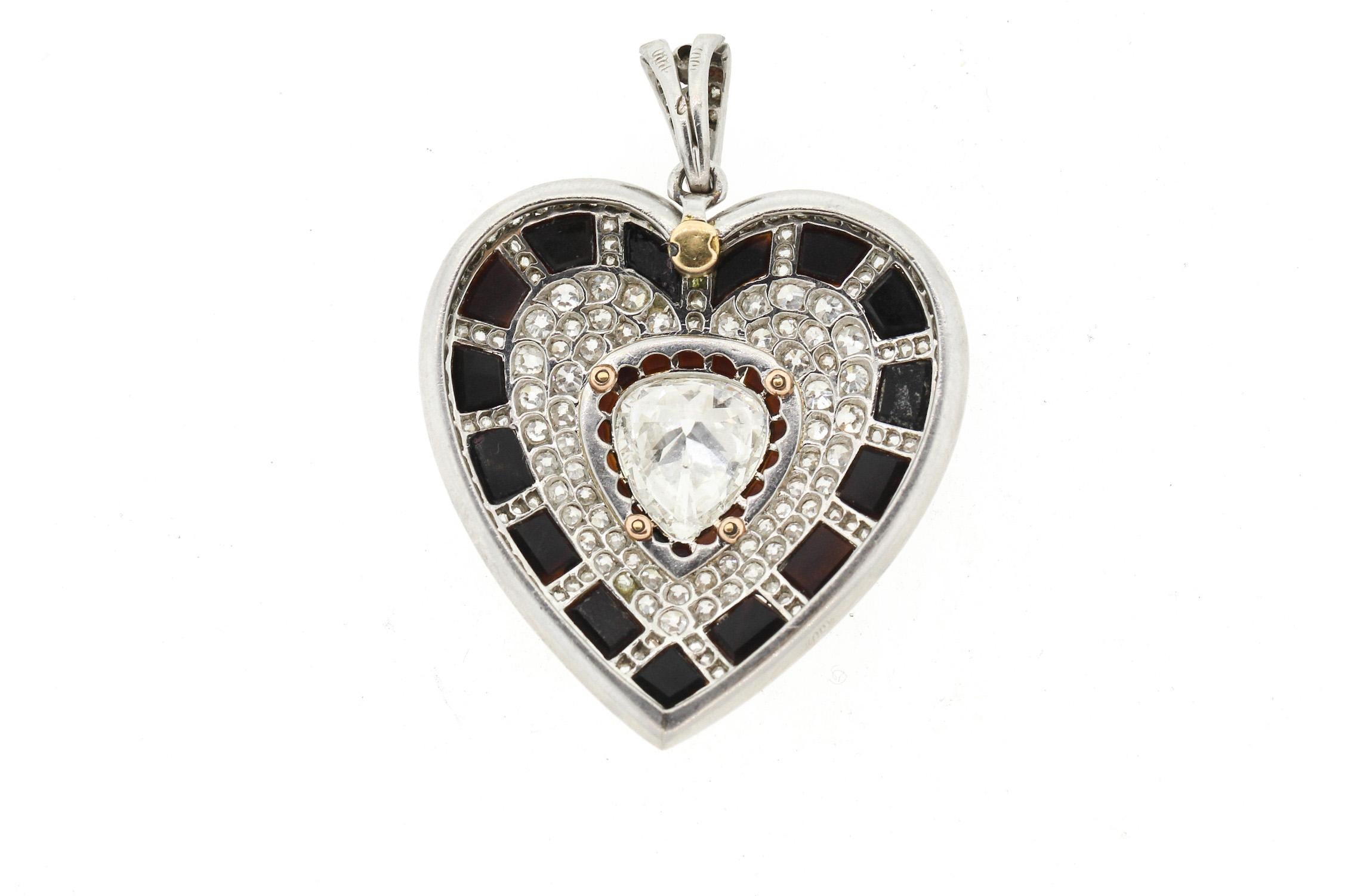 antique diamond heart pendant