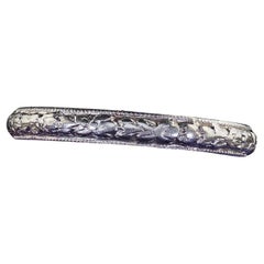 Antique Art Deco Platinum Blossom Engraved Wedding Band - Size 6 1/4