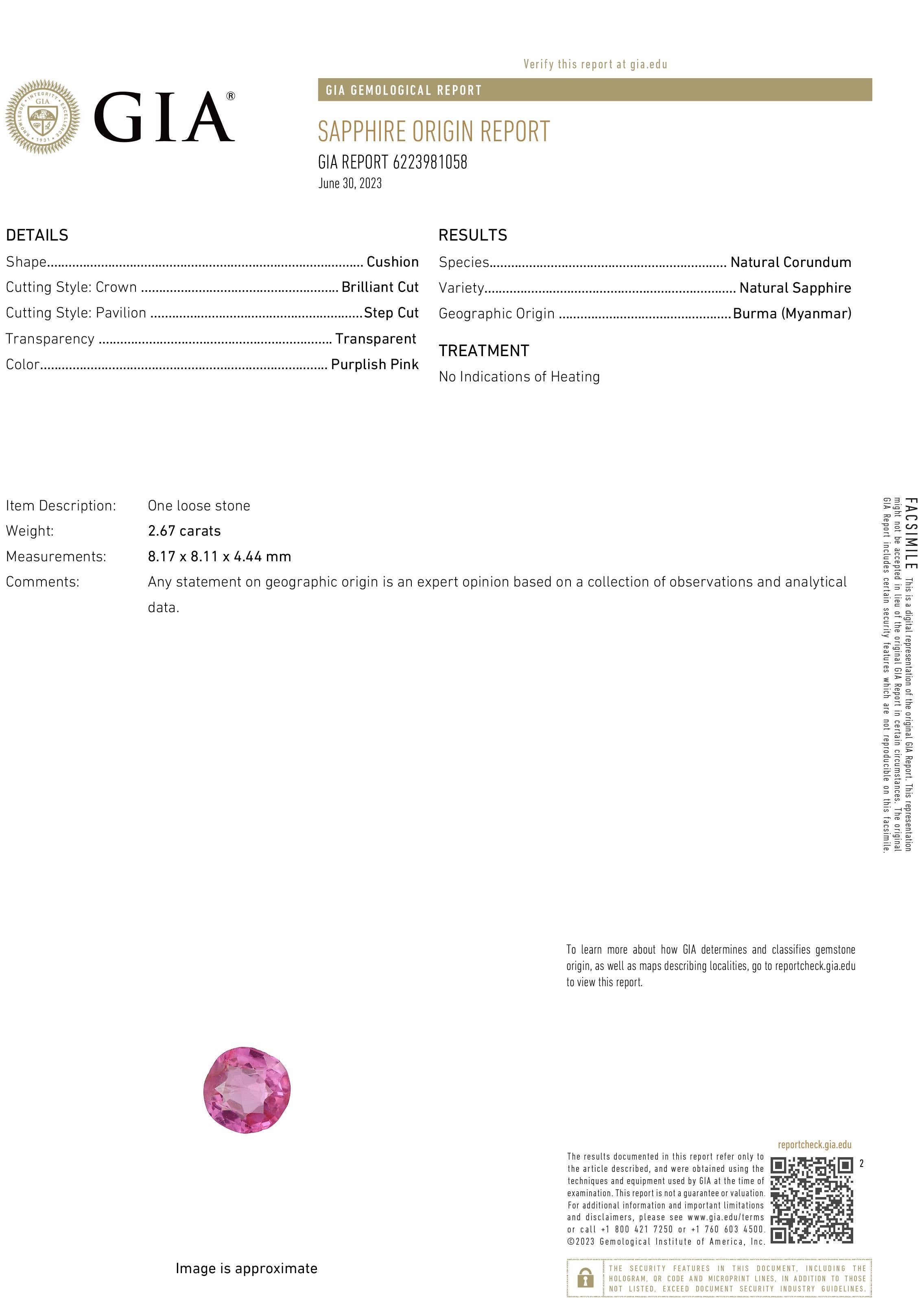 Antique Art Deco Platinum Burma Pink Sapphire and Diamond Filigree Engagement Ri For Sale 5