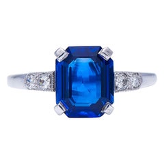 Antique, Art Deco, Platinum, Burmese Sapphire and Diamond Ring