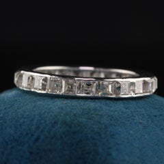 Antique Art Deco Platinum Carre Cut Diamond Eternity Band