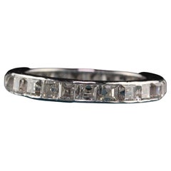 Antique Art Deco Platinum Carre Cut Diamond Eternity Band