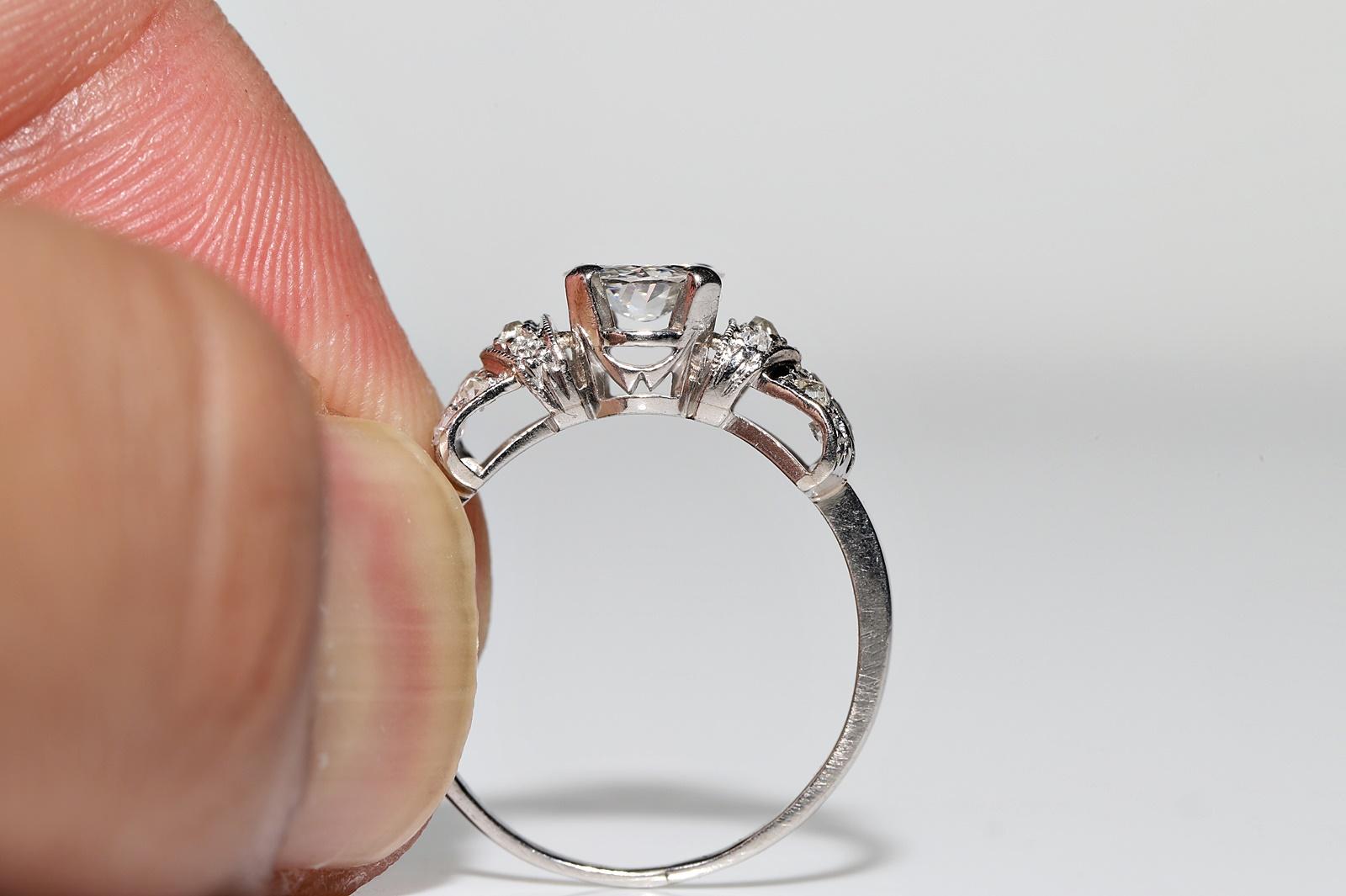 Antiker Art Deco Platin Circa 1920er Jahre natürlicher Diamant Engamemet Solitär Ring  (Art déco) im Angebot