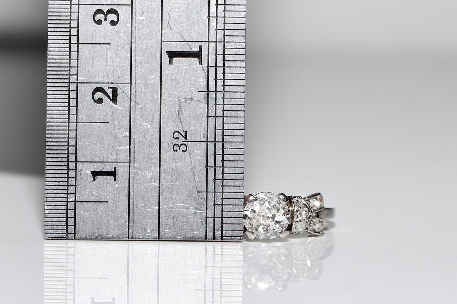Antiker Art Deco Platin Circa 1920er Jahre natürlicher Diamant Engamemet Solitär Ring 2