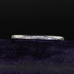 Antique Art Deco Platinum Classic Engraved Wedding Band - Circa 1932