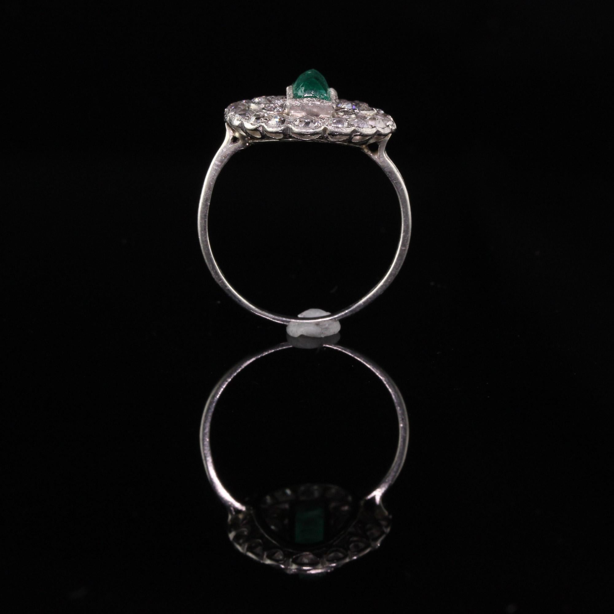 Antique Art Deco Platinum Diamond and Emerald Cocktail Ring 1
