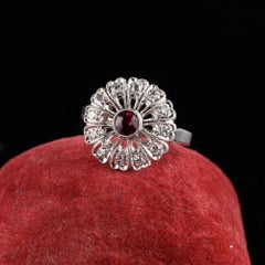 Antique Art Deco Platinum Diamond and Ruby Engagement Ring