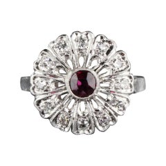 Antique Art Deco Platinum Diamond and Ruby Engagement Ring