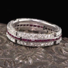 Antique Art Deco Platinum Diamond and Ruby Expandable Eternity Band