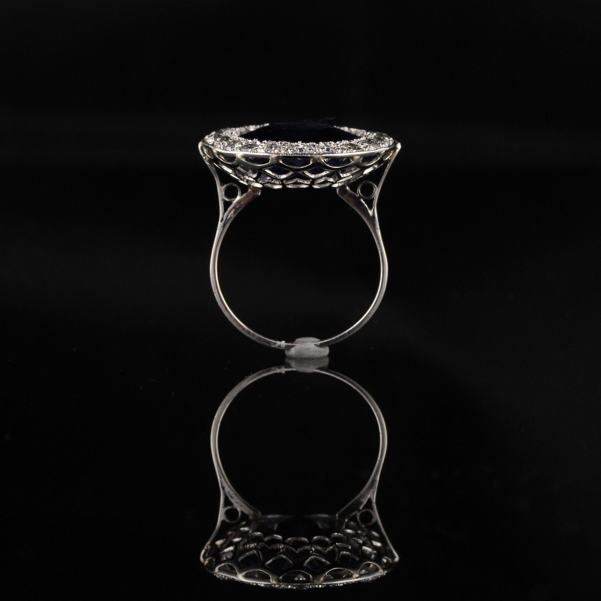 Women's Antique Art Deco Platinum Diamond and Sapphire Cocktail Ring For Sale