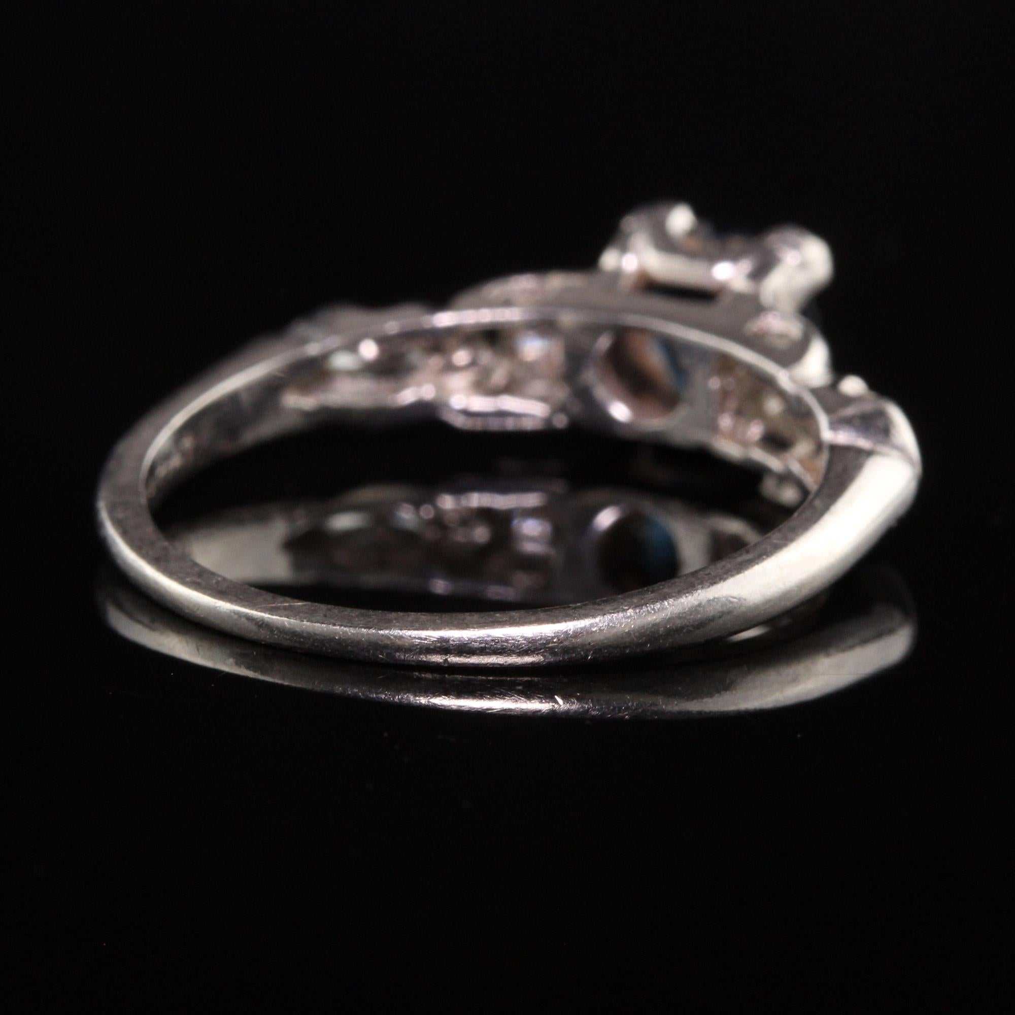Women's or Men's Antique Art Deco Platinum Diamond and Sapphire Engagement Ring