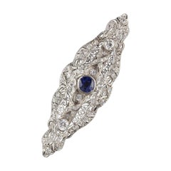 Antique Art Deco Platinum Diamond and Sapphire Pendant