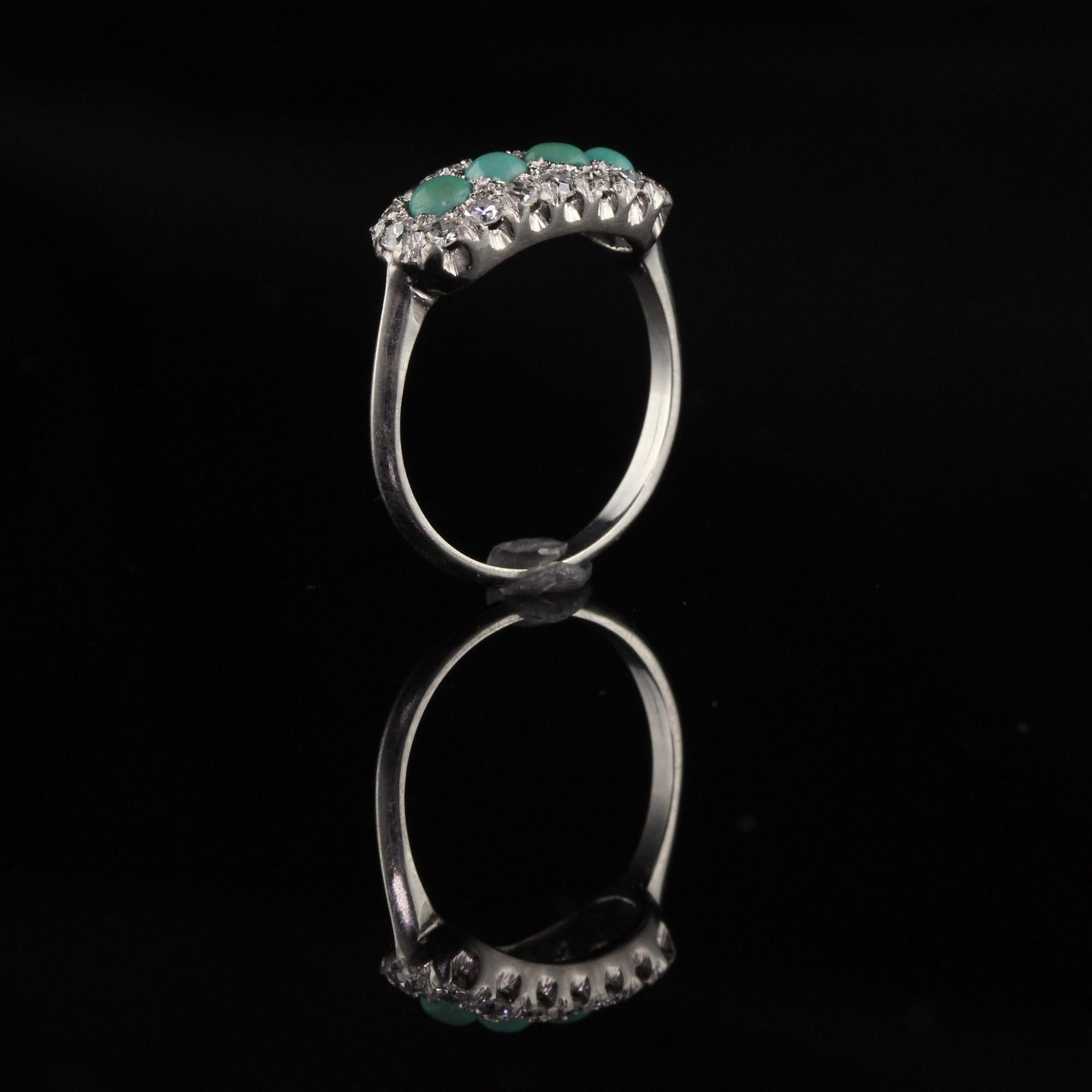 Women's Antique Art Deco Platinum Diamond and Turquoise Ring
