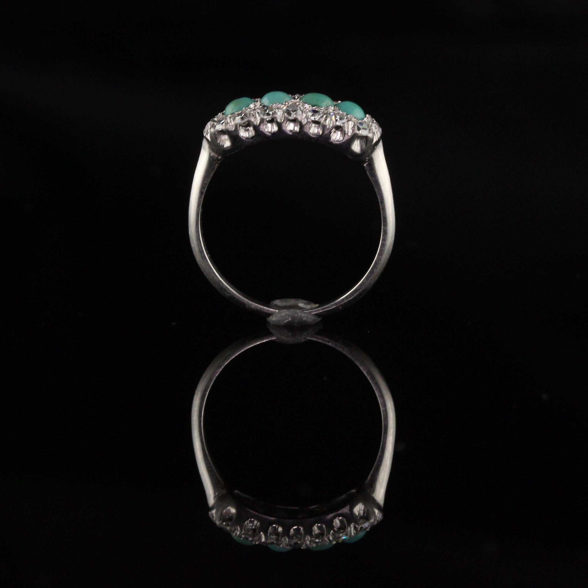 Antique Art Deco Platinum Diamond and Turquoise Ring 1