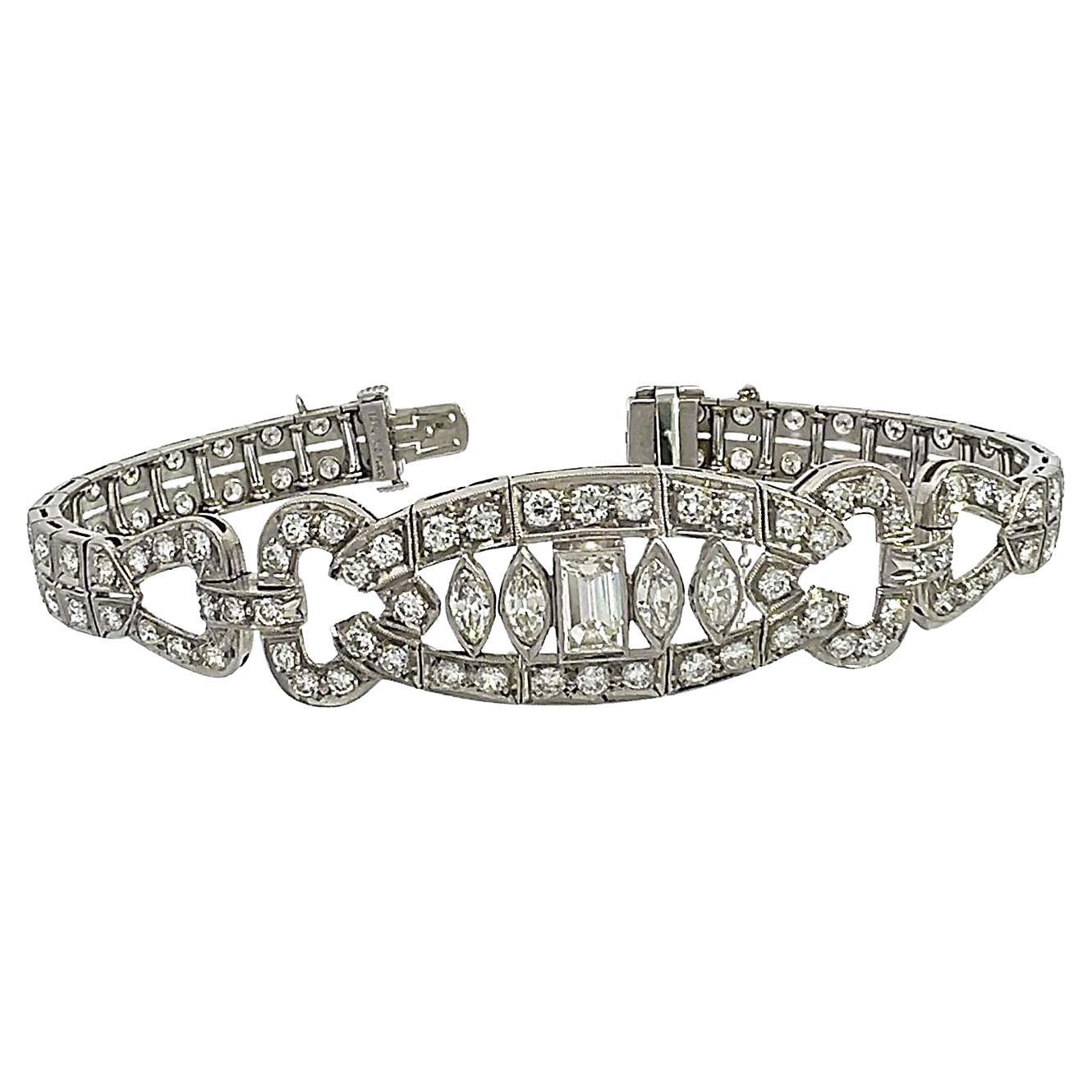Antikes Art Deco Platin-Diamant-Armband aus Platin
