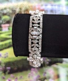 Antique Art Deco Platinum Diamond Bracelet Vintage Estate Jewelry Marquis Cut