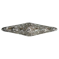 Spilla antica in platino e diamanti Art Deco 0,75ct