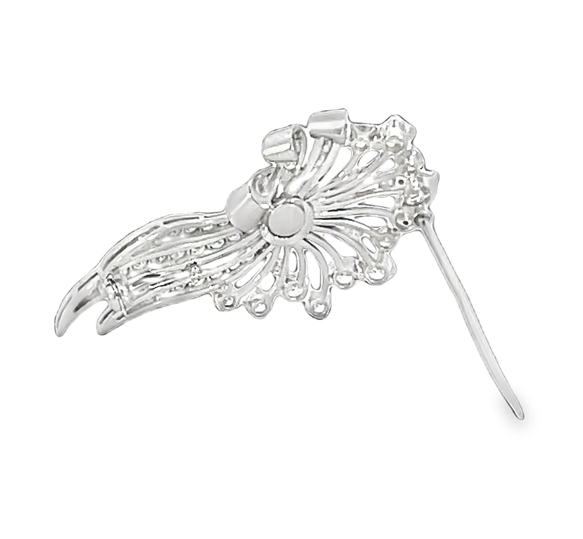 Antique Art Deco Platinum Diamond Brooch For Sale 1