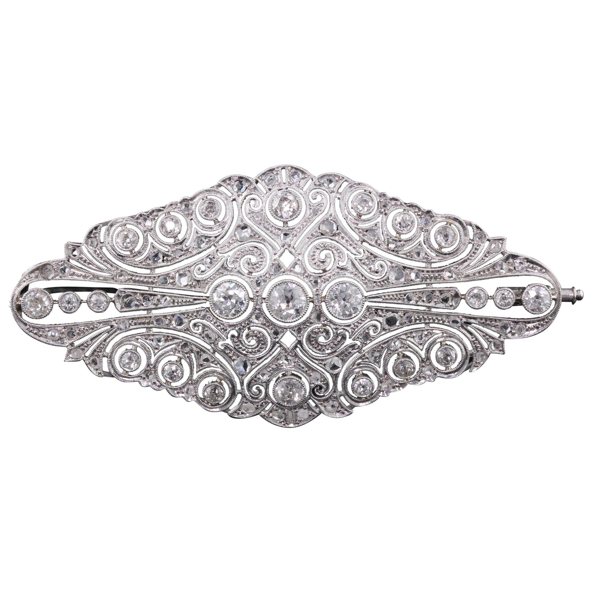 Antique Art Deco Platinum and Diamond Brooch