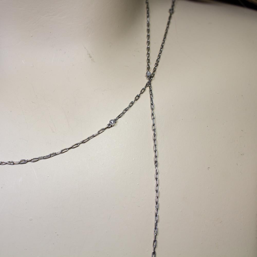 Antique Art Deco Platinum Diamond Chain In Excellent Condition In Miami, FL