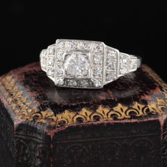 Antique Art Deco Platinum and Diamond Engagement Ring