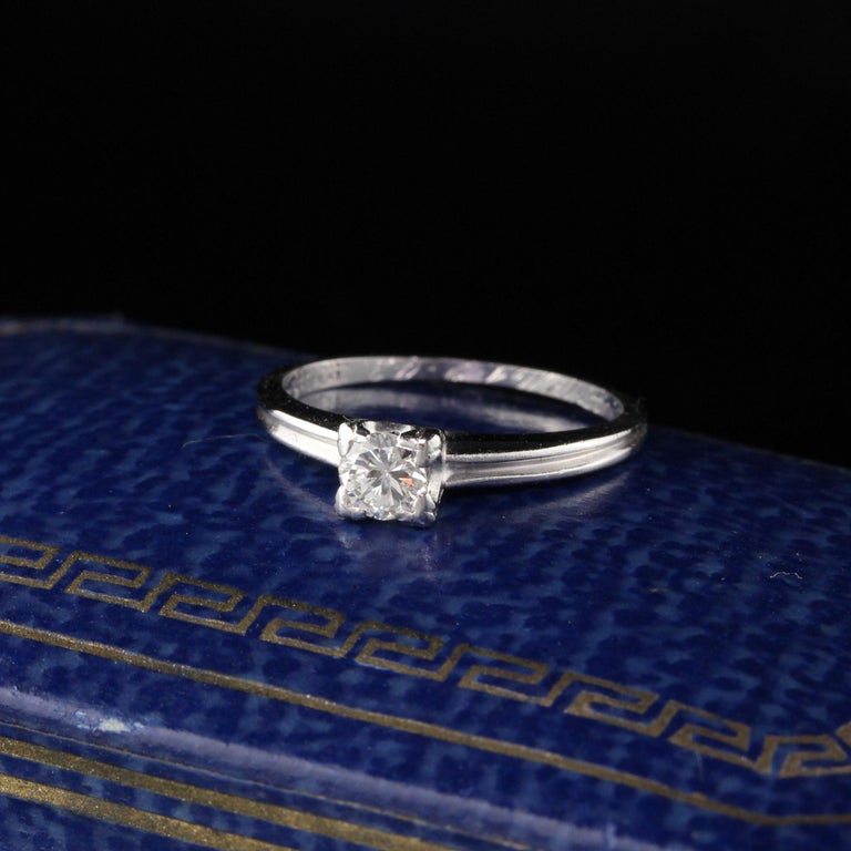 Antique Art Deco Platinum Diamond Engagement Ring at 1stDibs