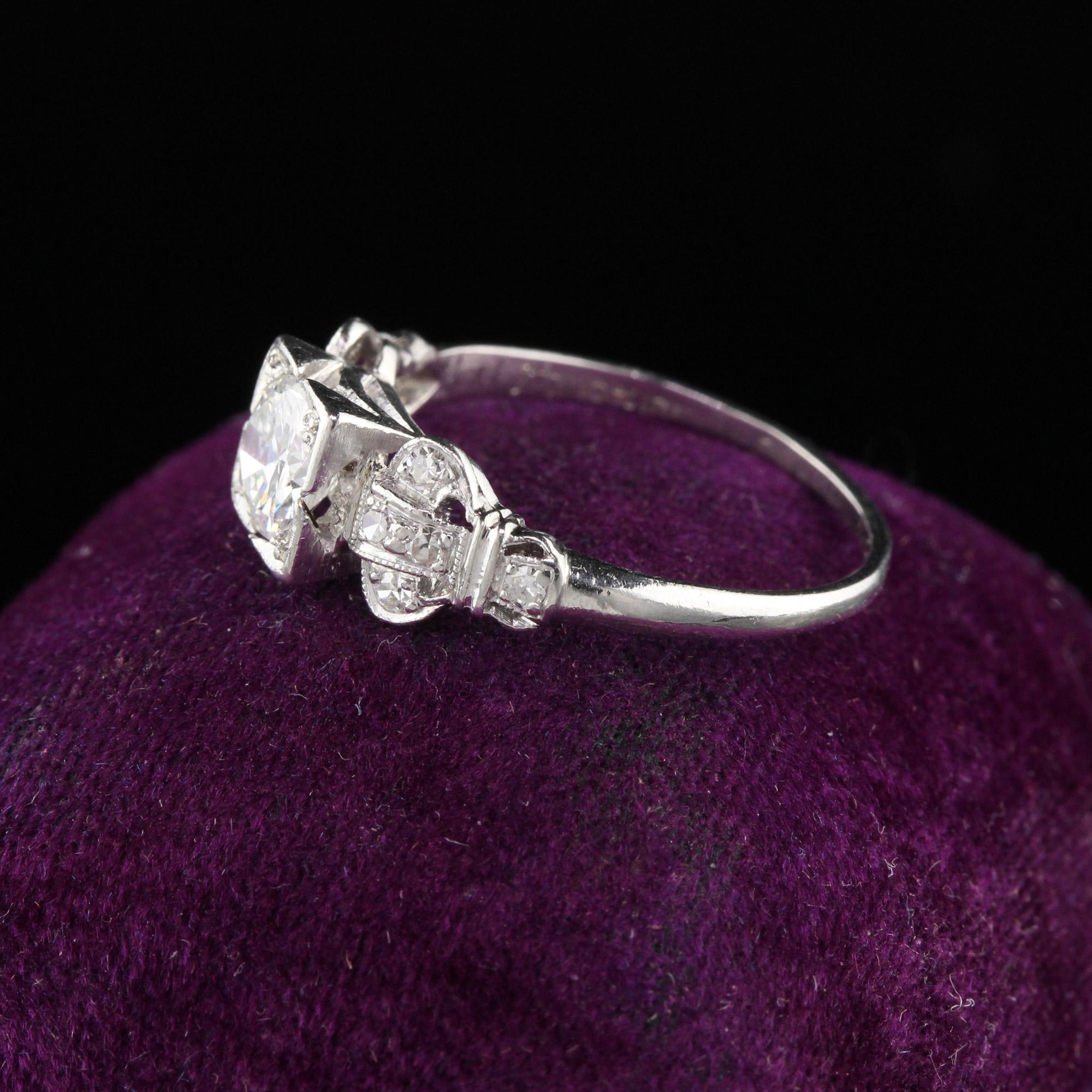 Old European Cut Antique Art Deco Platinum Diamond Engagement Ring