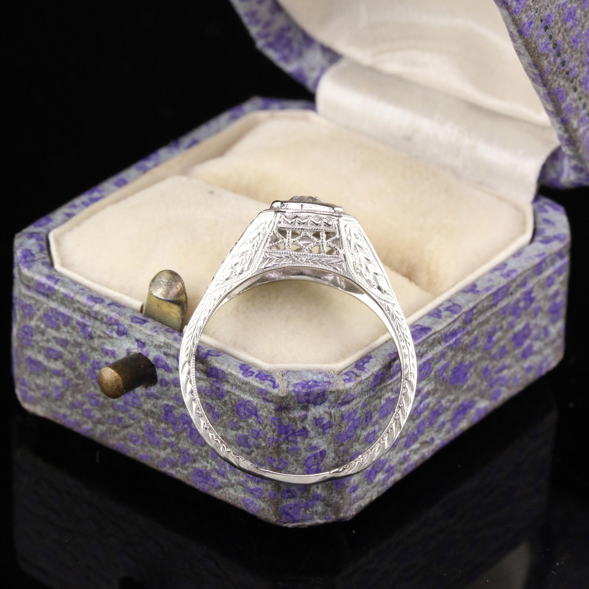 Old European Cut Antique Art Deco Platinum Diamond Engagement Ring