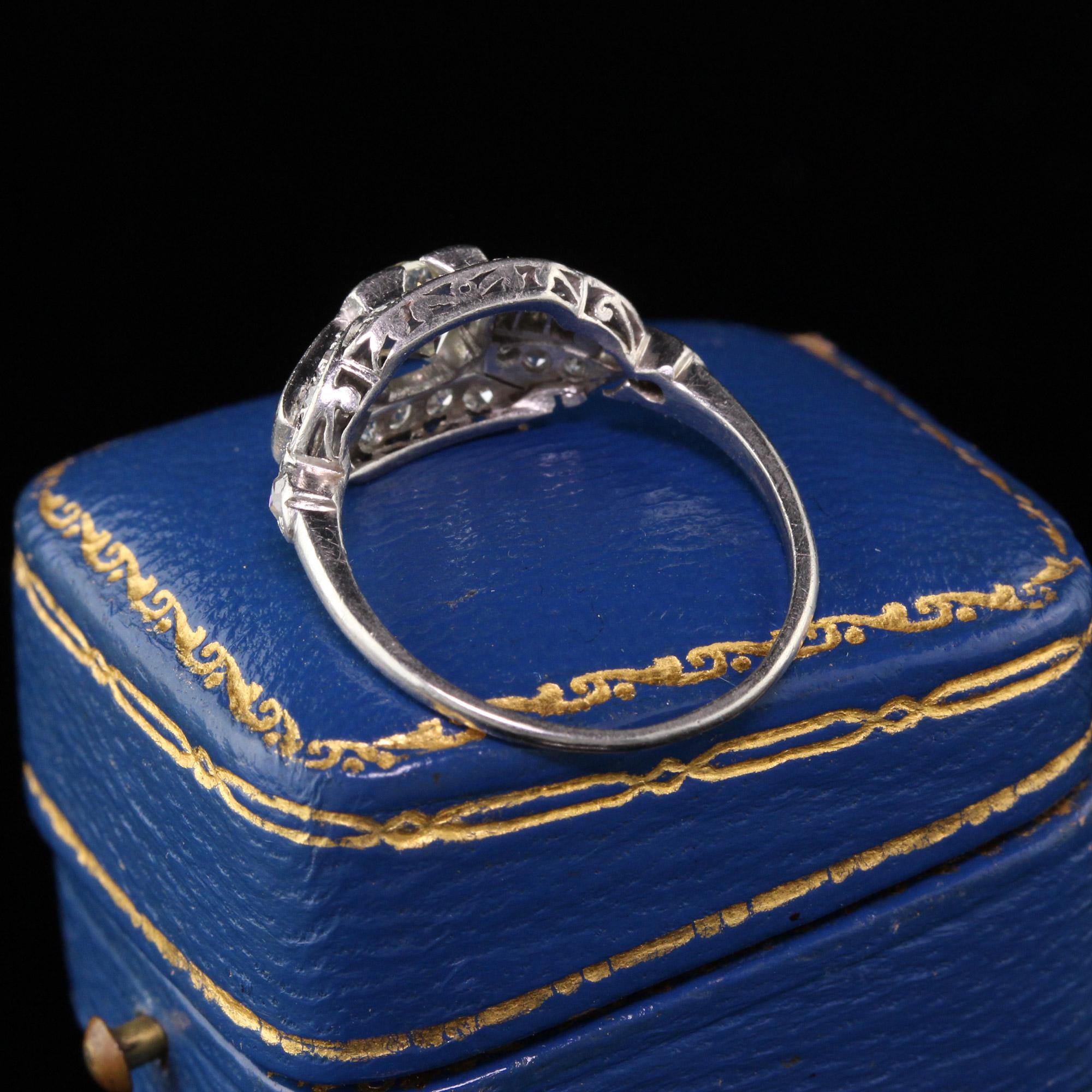 Old Mine Cut Antique Art Deco Platinum Diamond Engagement Ring