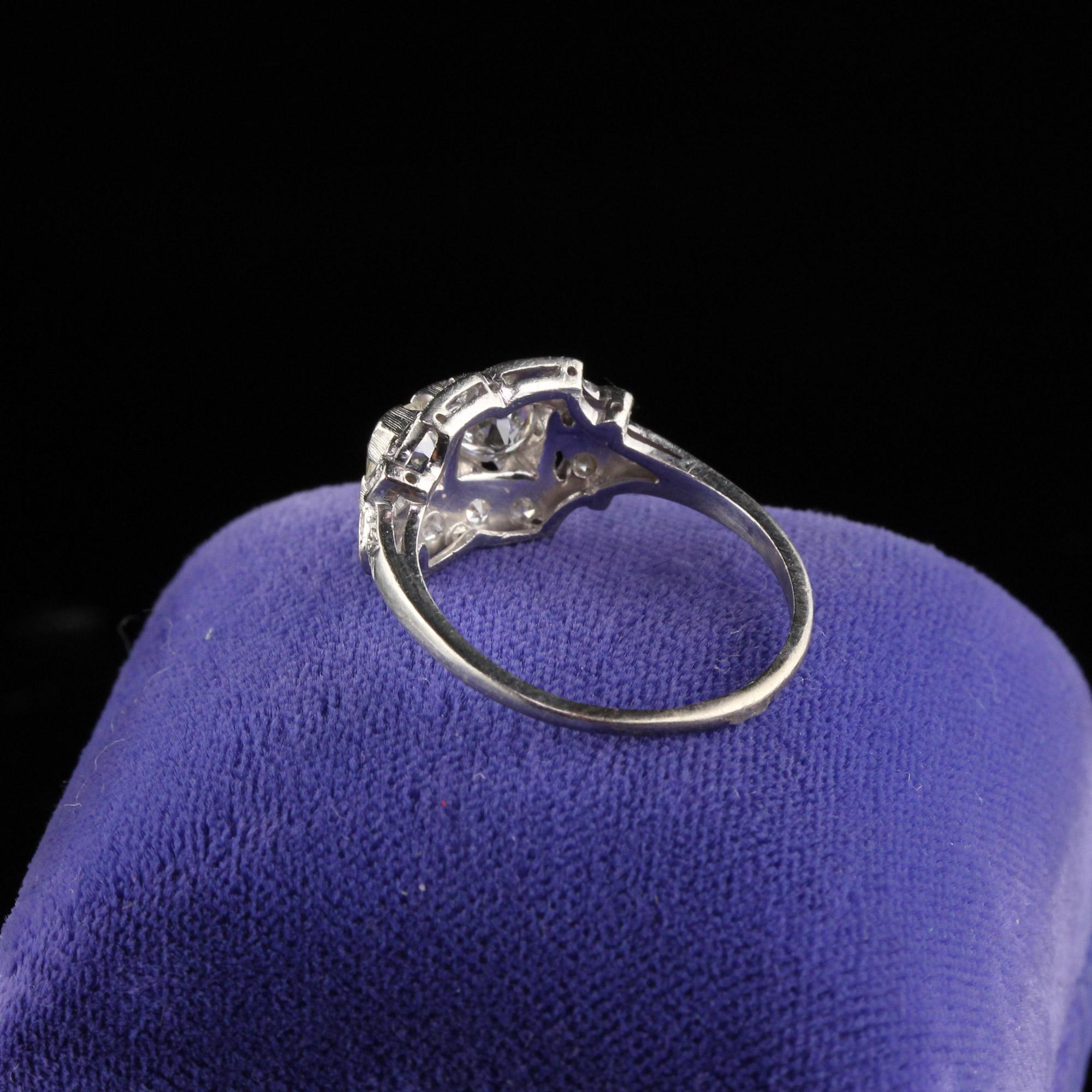Old European Cut Antique Art Deco Platinum Diamond Engagement Ring