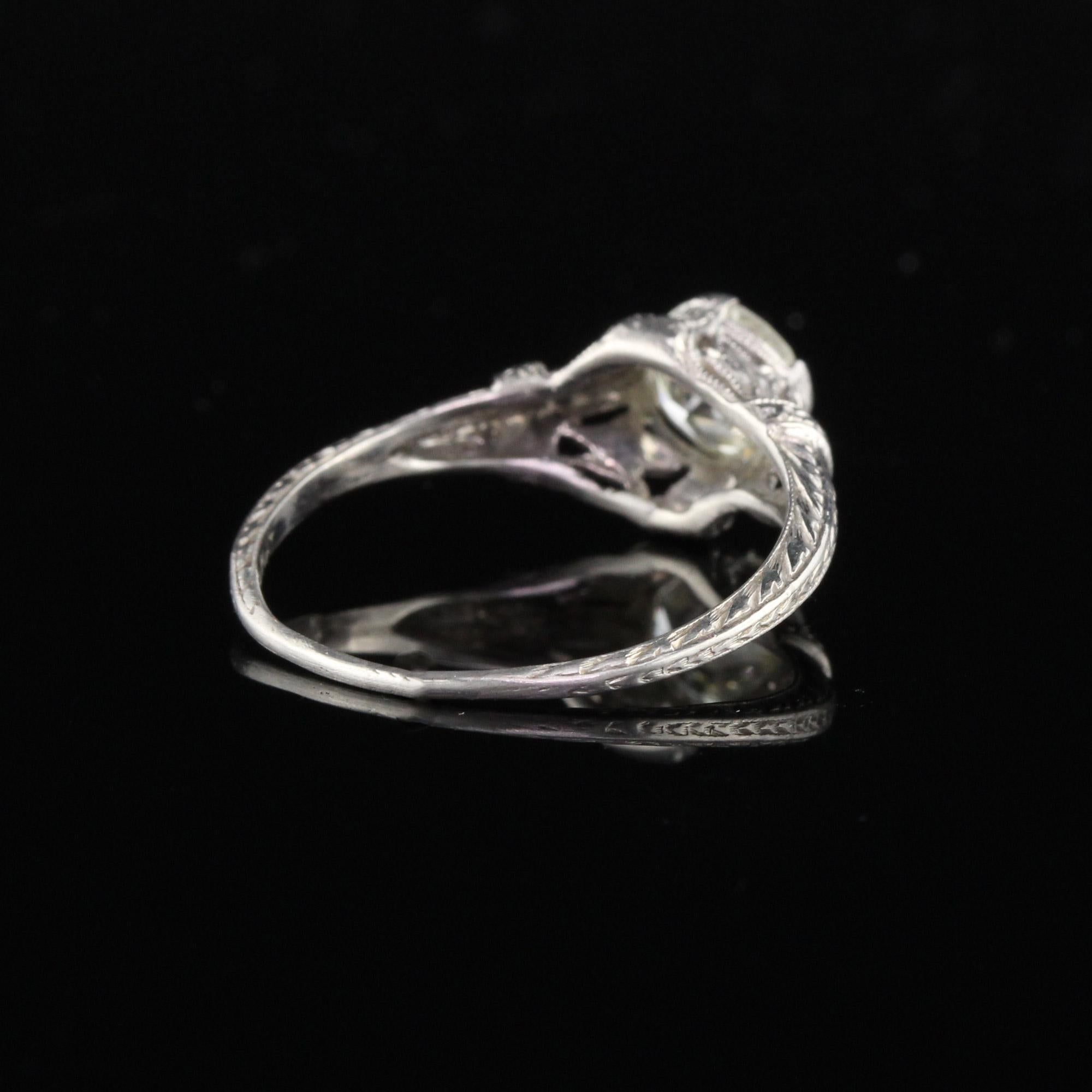 Old European Cut Antique Art Deco Platinum Diamond Engagement Ring For Sale