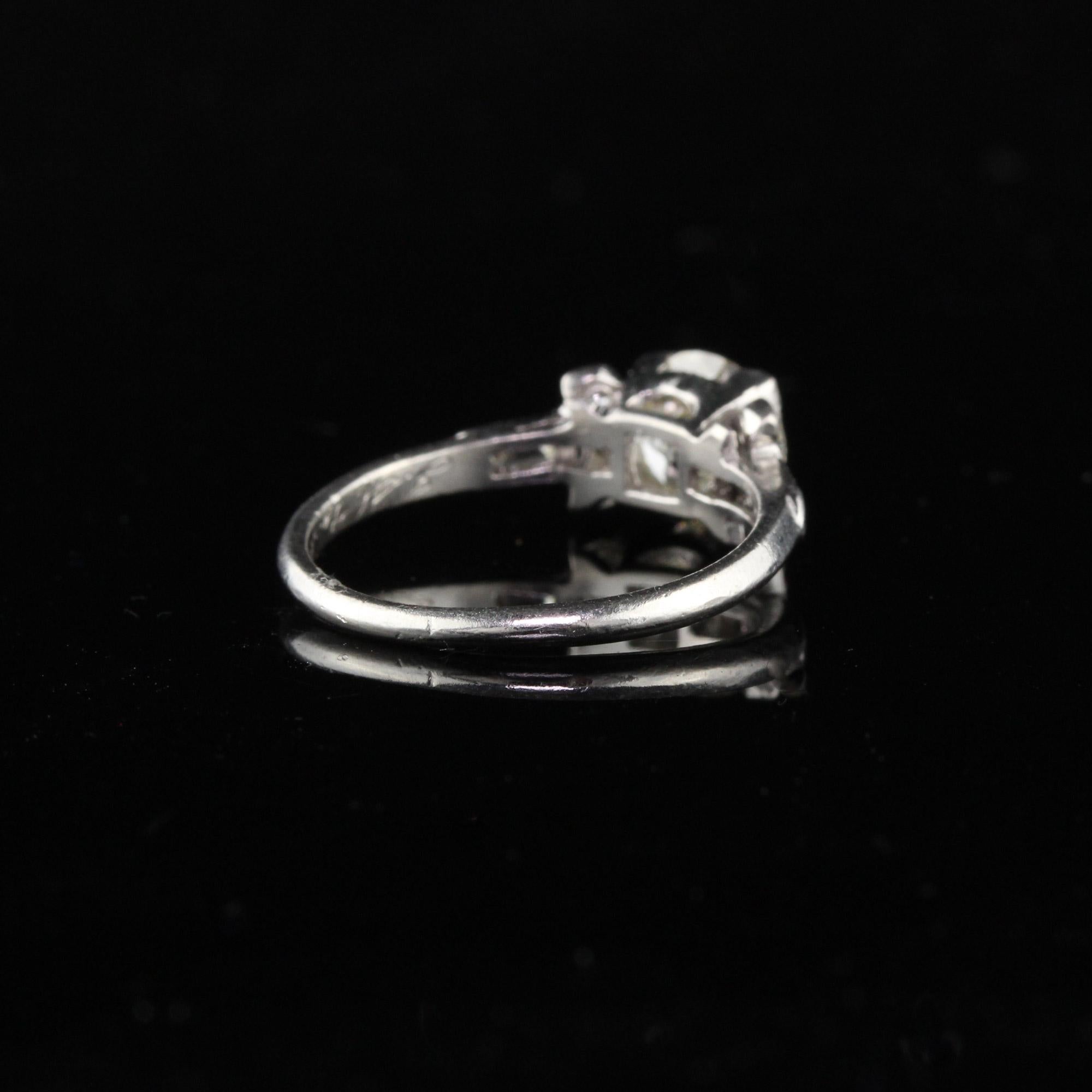 Antique Art Deco Platinum Diamond Engagement Ring In Excellent Condition In Great Neck, NY