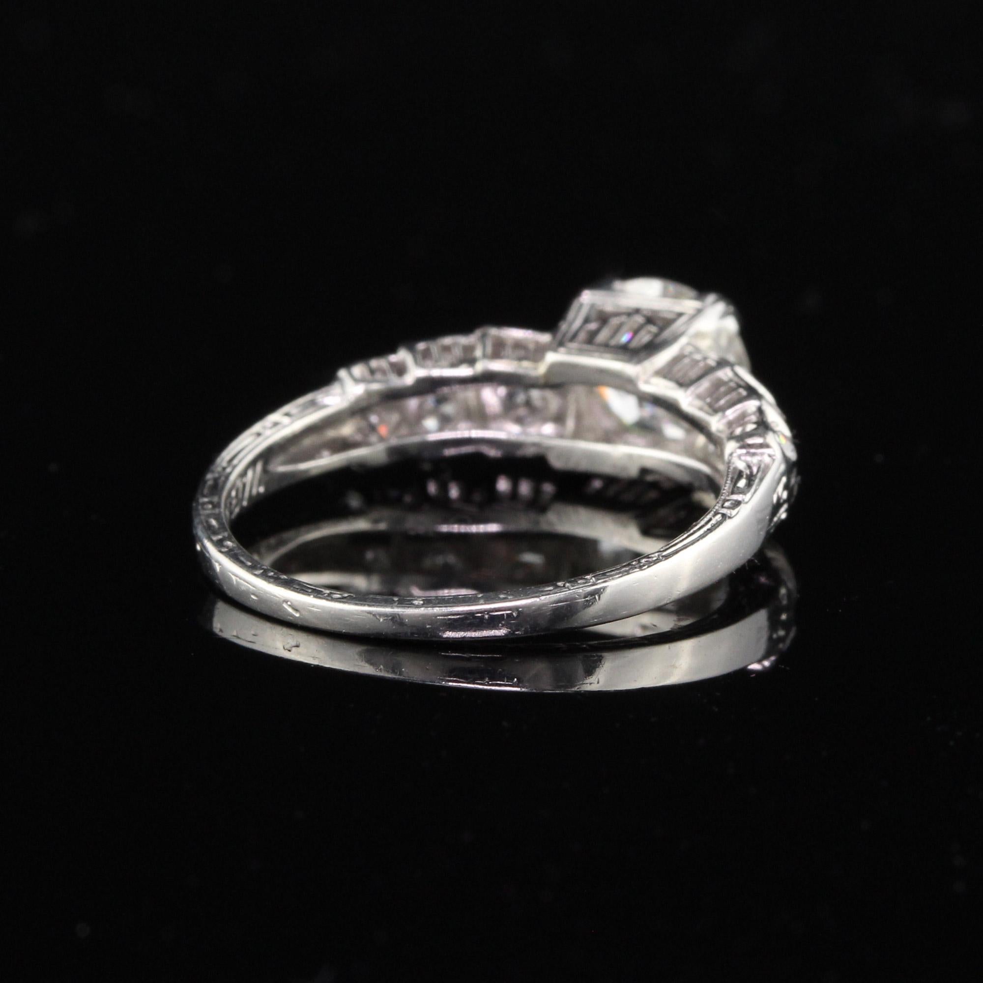 Women's Antique Art Deco Platinum and Diamond Engagement Ring For Sale