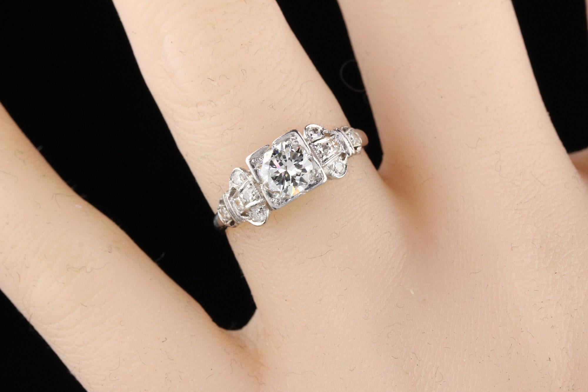 Antique Art Deco Platinum Diamond Engagement Ring 1