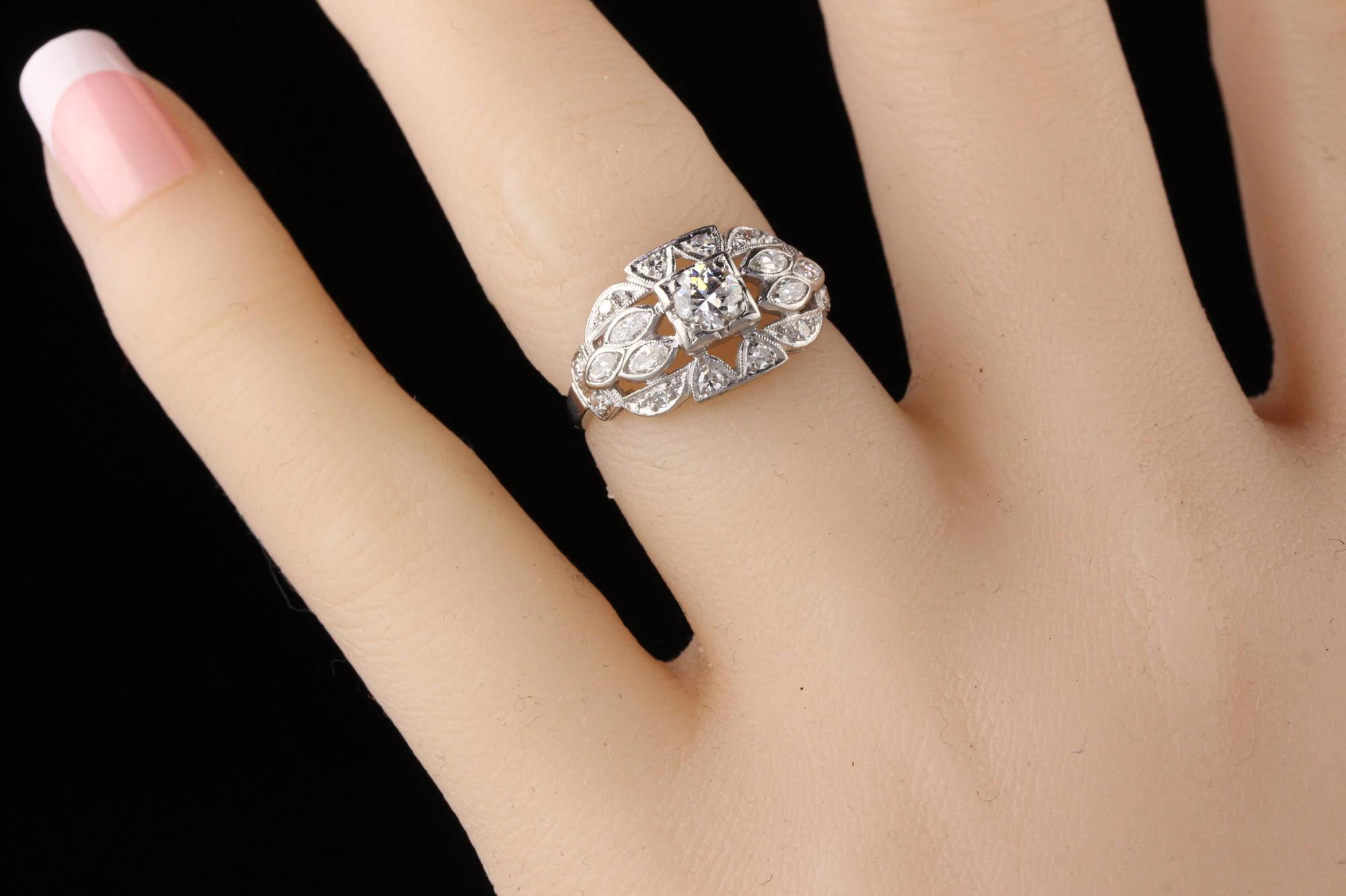 Antique Art Deco Platinum Diamond Engagement Ring 2