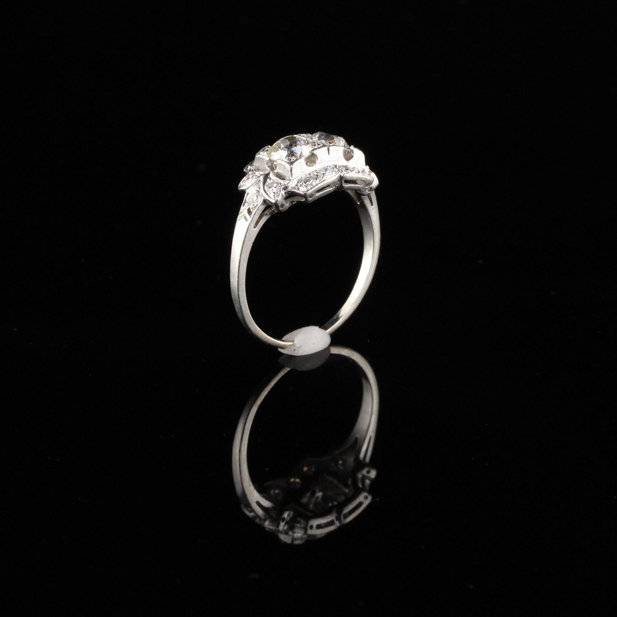 Antique Art Deco Platinum Diamond Engagement Ring 1