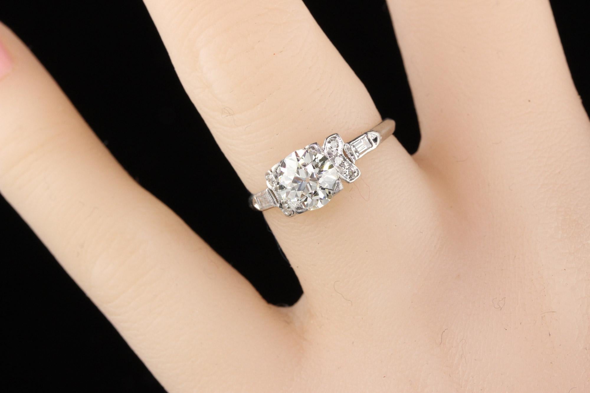 Antique Art Deco Platinum Diamond Engagement Ring 1