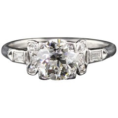 Retro Art Deco Platinum Diamond Engagement Ring