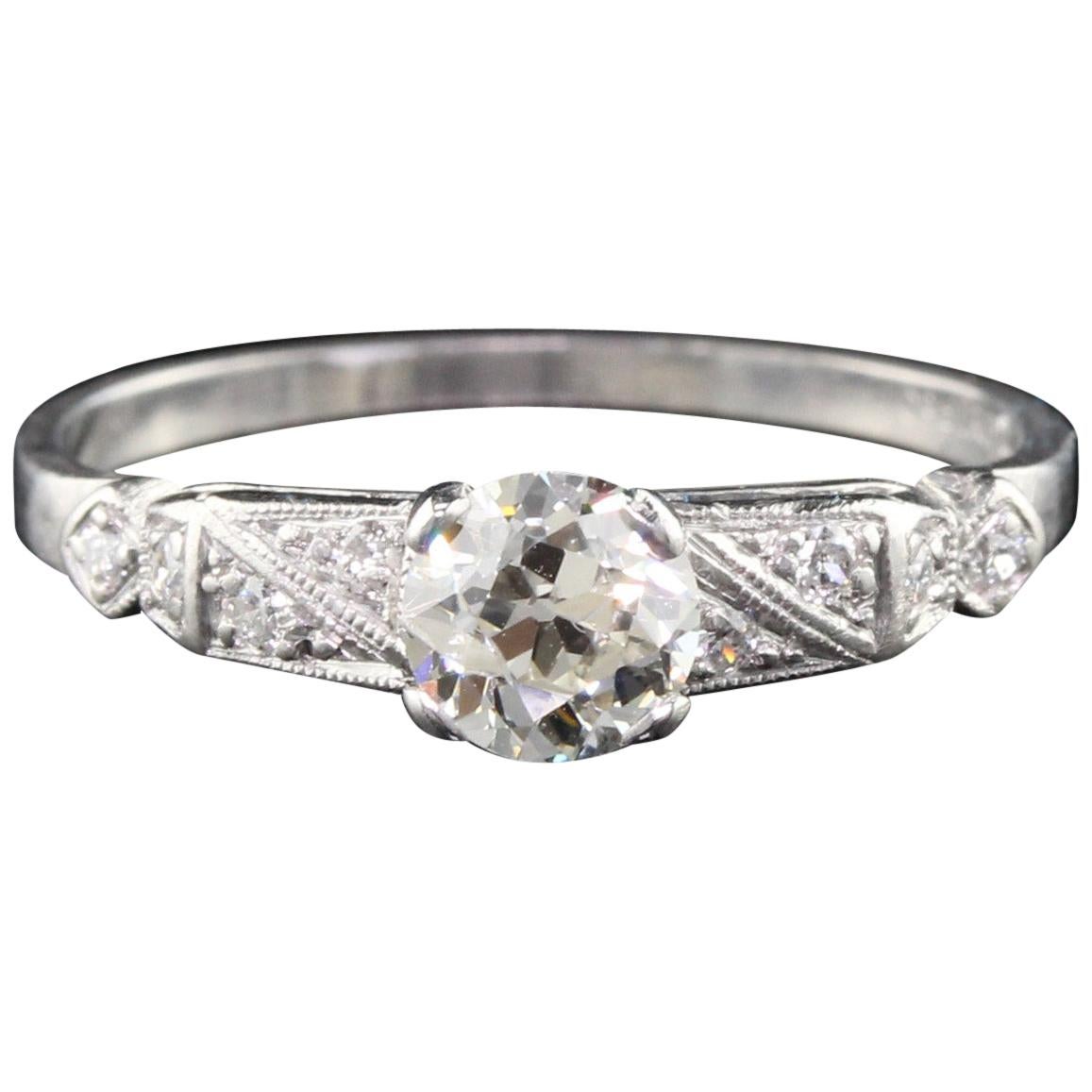 Antique Art Deco Double Diamond Platinum Engagement Ring at 1stDibs