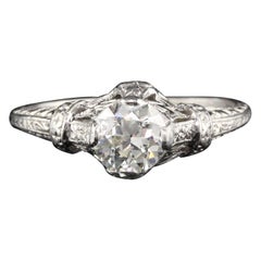 Antiker Art Deco Platin-Diamant-Verlobungsring aus Platin