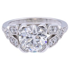 Antique Art Deco Platinum Diamond Engagement Ring GIA 2.02 ct. JVS1 circa 1930's