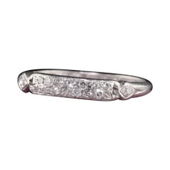 Antique Art Deco Platinum Diamond Engraved Band