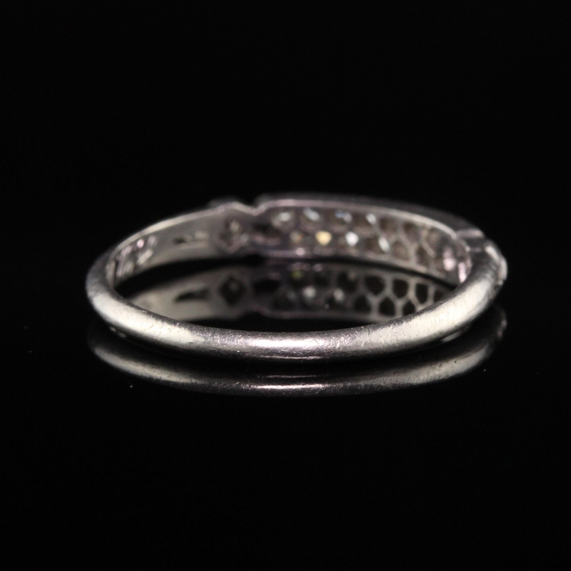Antique Art Deco Platinum Diamond Engraved Band In Good Condition For Sale In Great Neck, NY